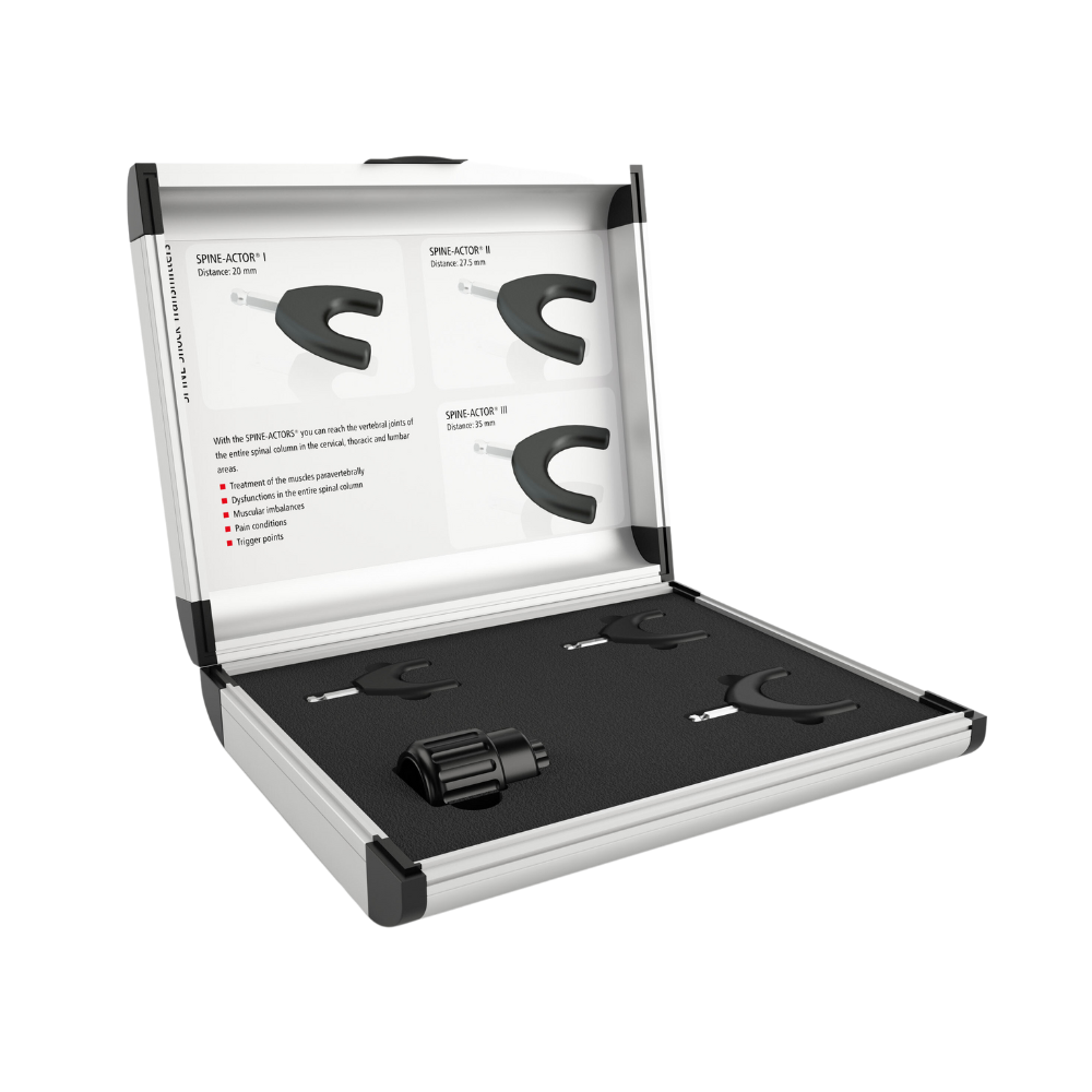 Storz SPINE-ACTOR Applicator Set in carry case with fork-shaped transmitters